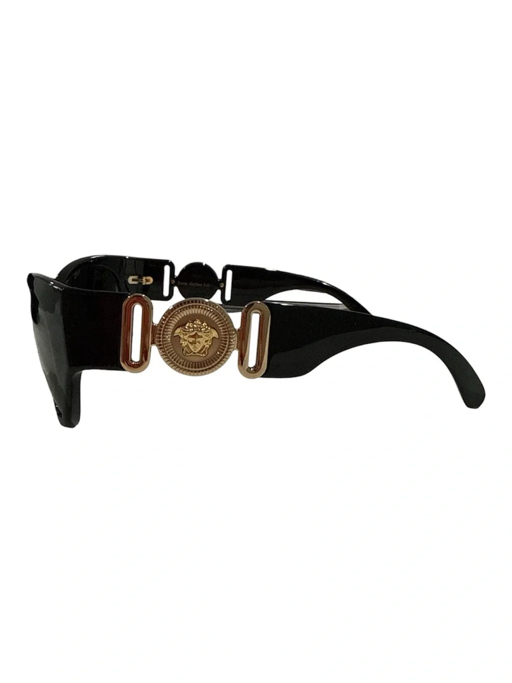 Versace Black Sunglasses with Gold Medallion Temple NWT